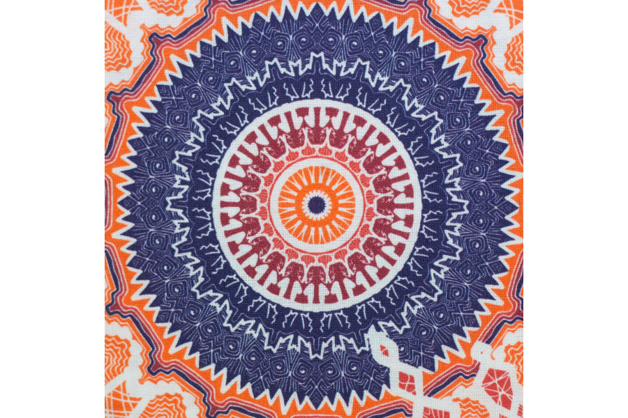 Baumwollstoff bedruckt Mandala orange/blau   (Grundpreis € 6,00/m)